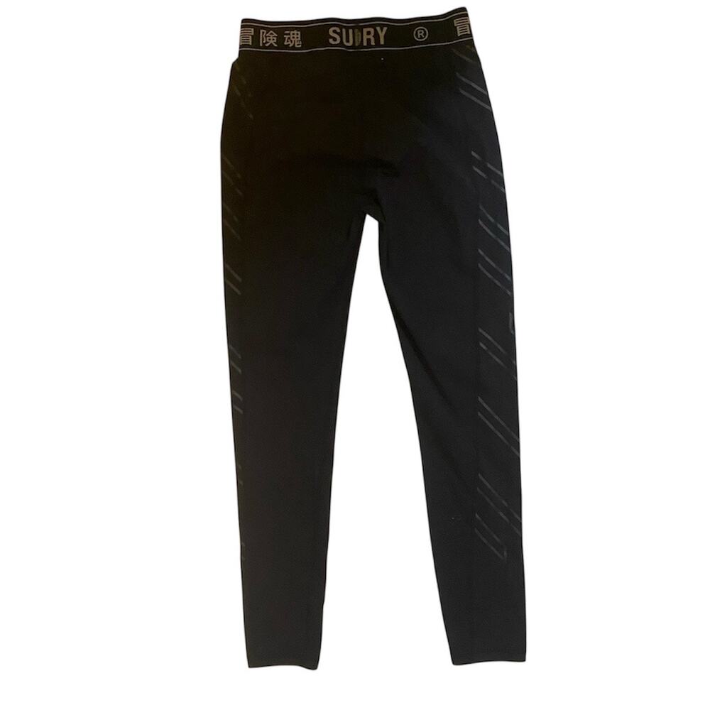 Superdry Leggings Women’s Size 10 Black Pull On Stretch Cotton Blend
